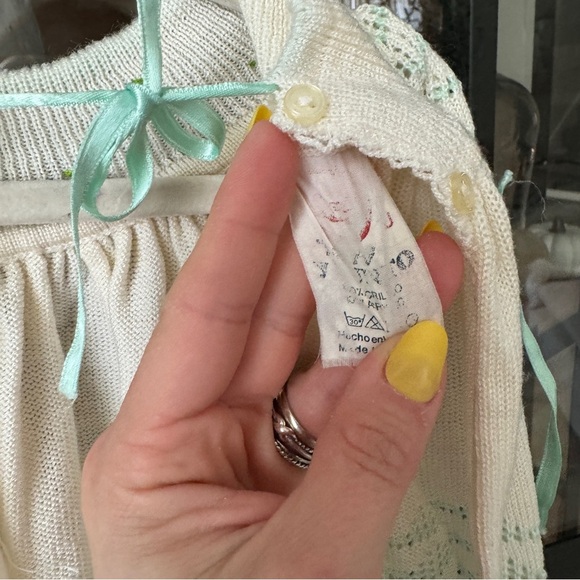 1970s Vintage Knit Set baby girl rosettes bow ribbon bloomers top Mint Venezuela - Picture 4 of 11